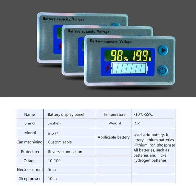 CentIoT - JS-C33 10-100V Programmable Battery capacity voltage indicator with LCD Display - suitable for Lead Acid Lithim Battery