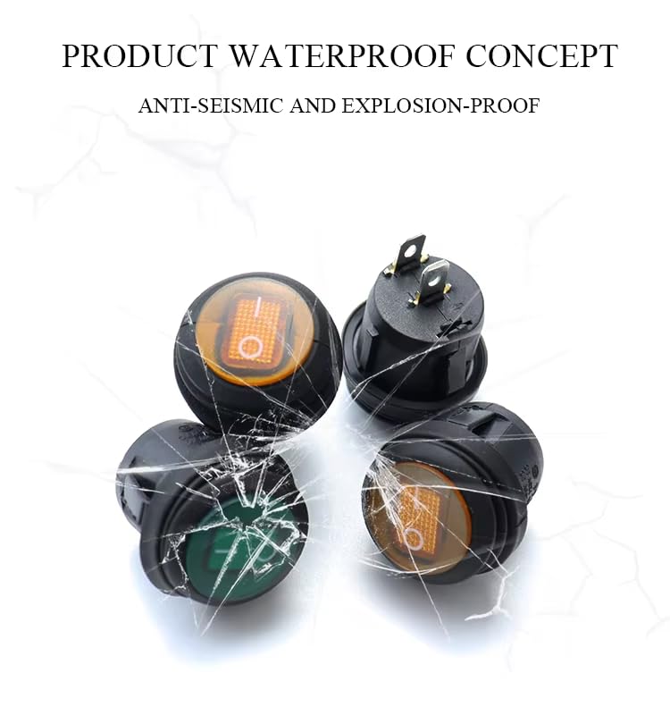 CentIoT - Waterproof Round Rocker Switch - IP65 KCD1 250V 6A 2PIN ON-OFF SPST