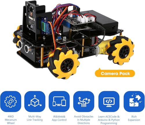 ACEBOTT Smart Car kit Compatible with Arduino IDE,Multi-Way Cruise & Obstacle Avoidance,IR App Control,Expandable Functions STEM Toys for Girls,Boys,Teens,Adults