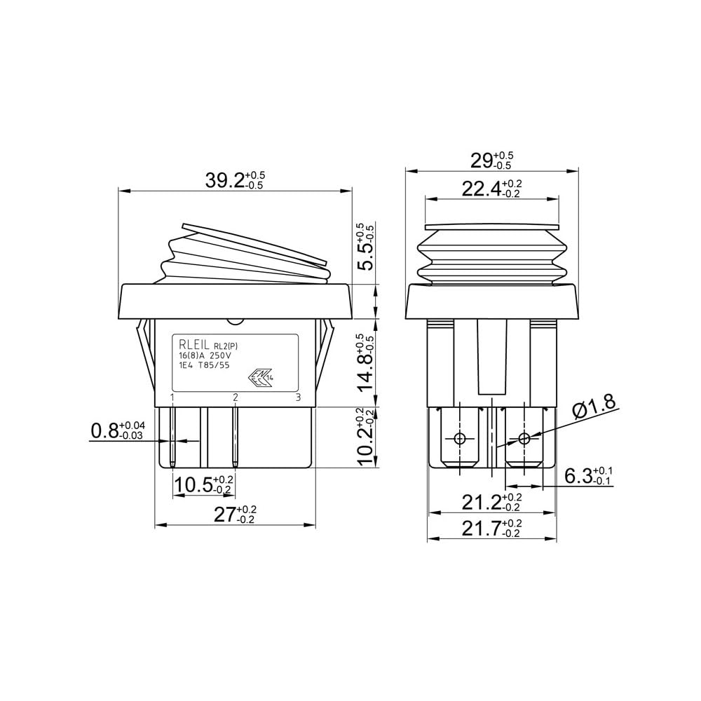 CentIoT - Waterproof Rocker Switch - IP65 KCD4 250V 16A 6PIN DPDT ON-OFF-ON