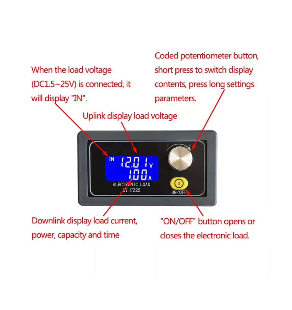 CentIoT - FZ35 5A 35W 25.2V Digital Battery Charger and Capacity Tester with Voltmeter - Adjustable Constant Current Electronic Load