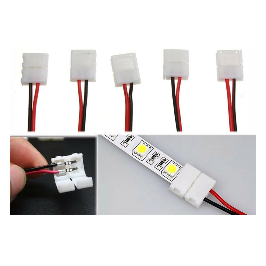 CentIoT - 8mm 2pin led easy connector for 3528 2835 single color led strip (Strip to Strip, 5Pack)