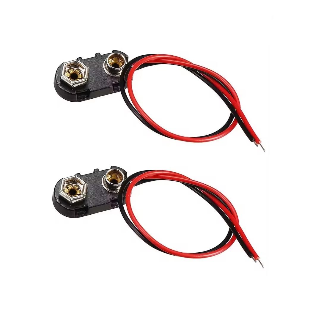 CentIoT - 9V Battery Snap Power Clip Connector to Open Wire 26AWG - Hard Plastic ABS Connector (Pack of 5)