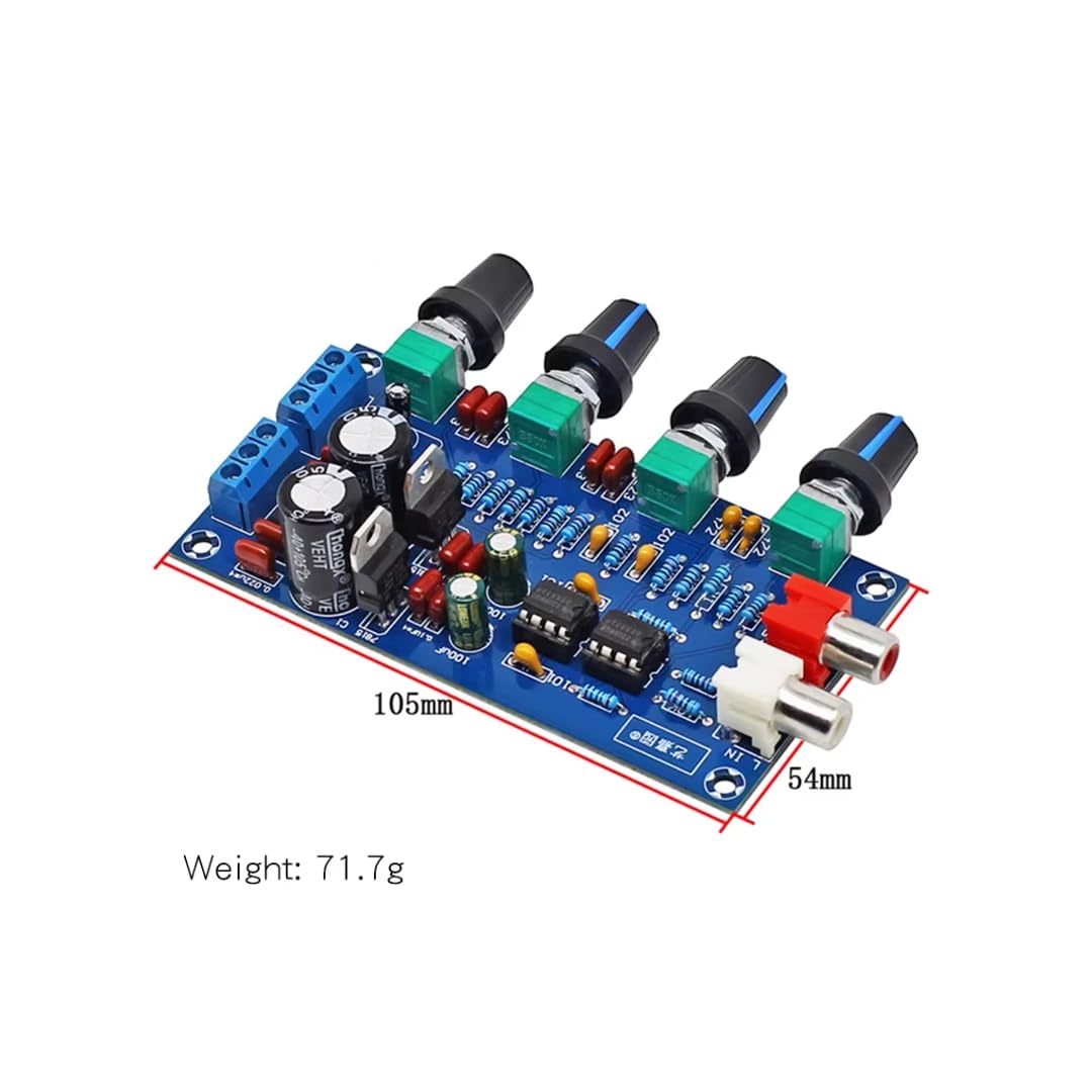 CentIoT - NE5532 Preamp With Treble mid Bass Volume Adjustment - Pre-amplifier Tone Controller board For Amplifier Board (12V AC, Lotus Socket Input)