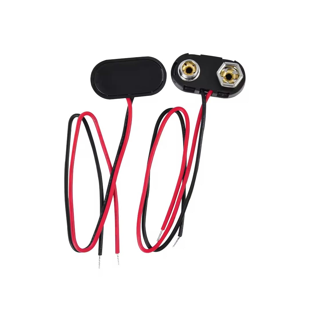 CentIoT - 9V Battery Snap Power Clip Connector to Open Wire 26AWG - Hard Plastic ABS Connector (T Type, Pack of 5)