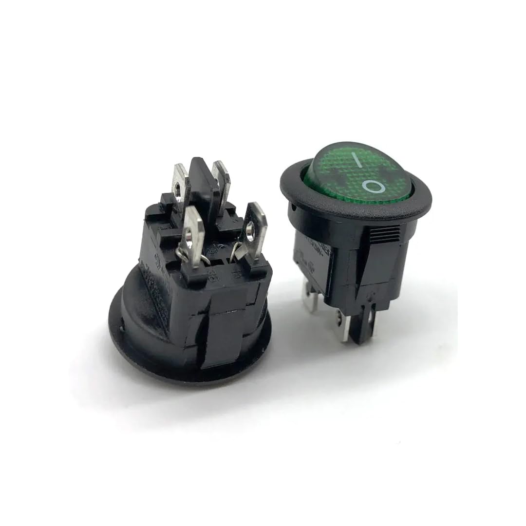 CentIoT - Illuminated DPST ON/OFF KCD1 Round Rocker Switch 4.8mm terminals - 220VAC 6A, 4PIN