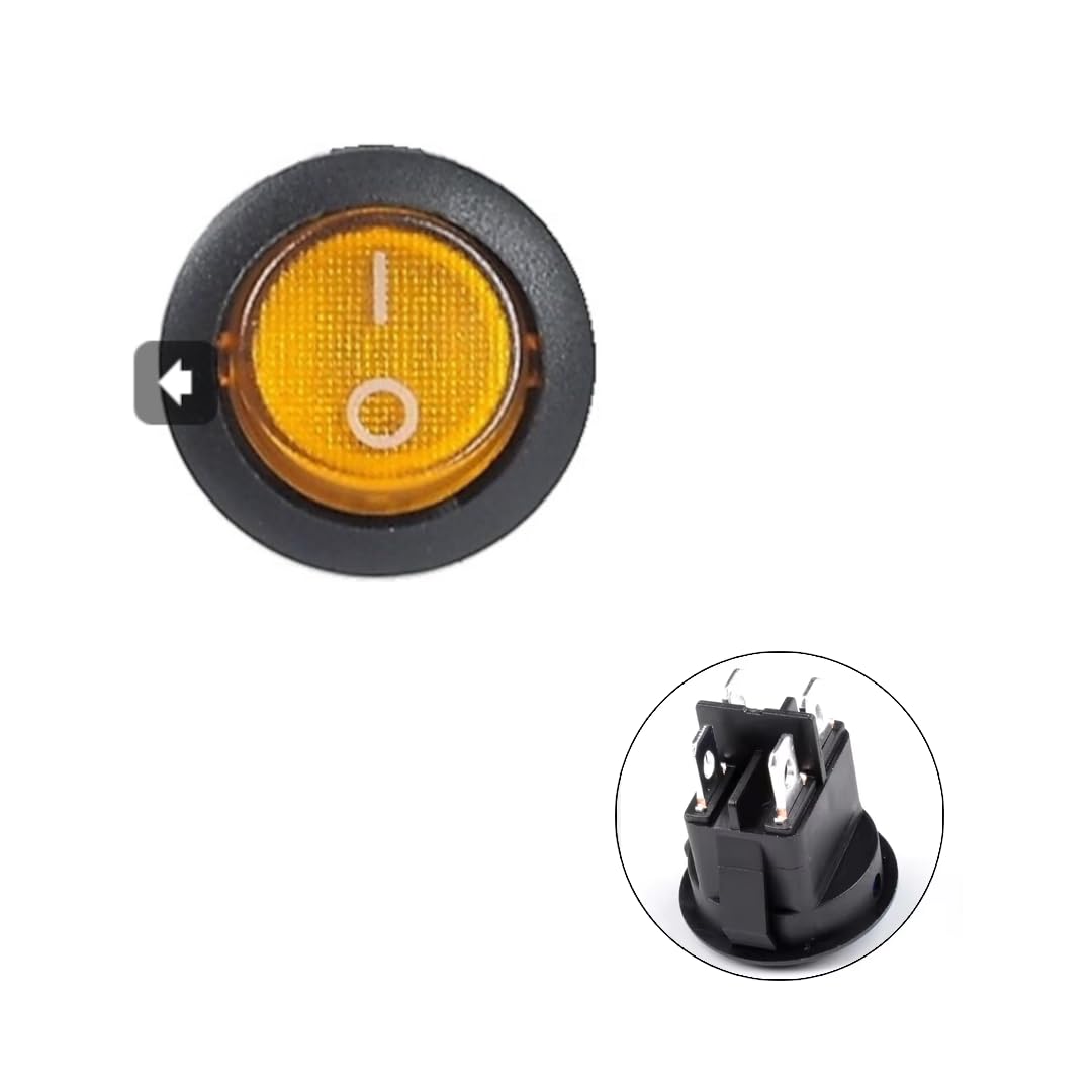 CentIoT - Illuminated DPST ON/OFF KCD1 Round Rocker Switch 4.8mm terminals - 220VAC 6A, 4PIN