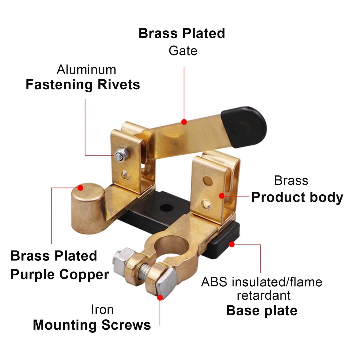 CentIoT - Battery Disconnect Cut Off Shut Off Kill Switch 12V 24V 1_Way- for Marine Car Boat RV ATV (Negative, Vertical, 15-17mm Top Post Dia), Yellow
