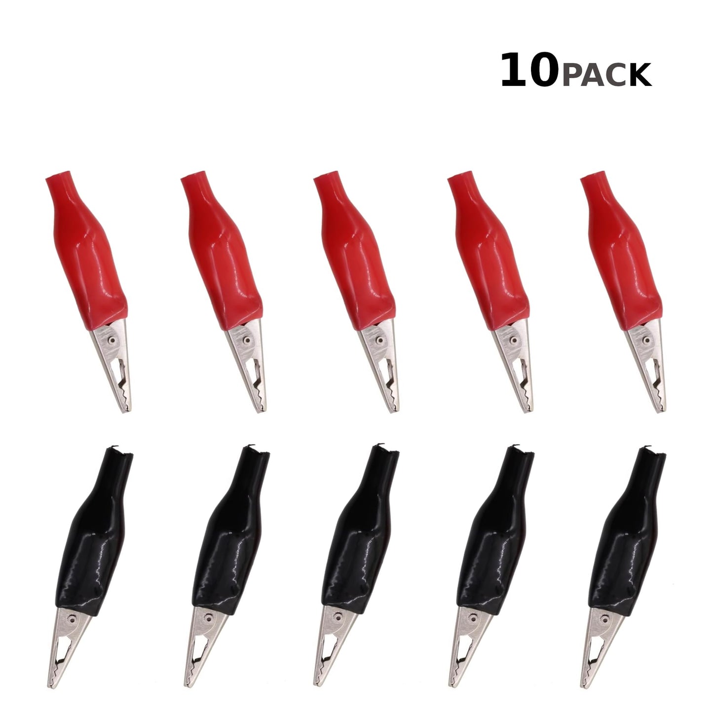 CentIoT - 55 MM Alligator Clip Medium size Crocodile clips test leads - 10PCS 5 Red + 5 Black (Soft handle)