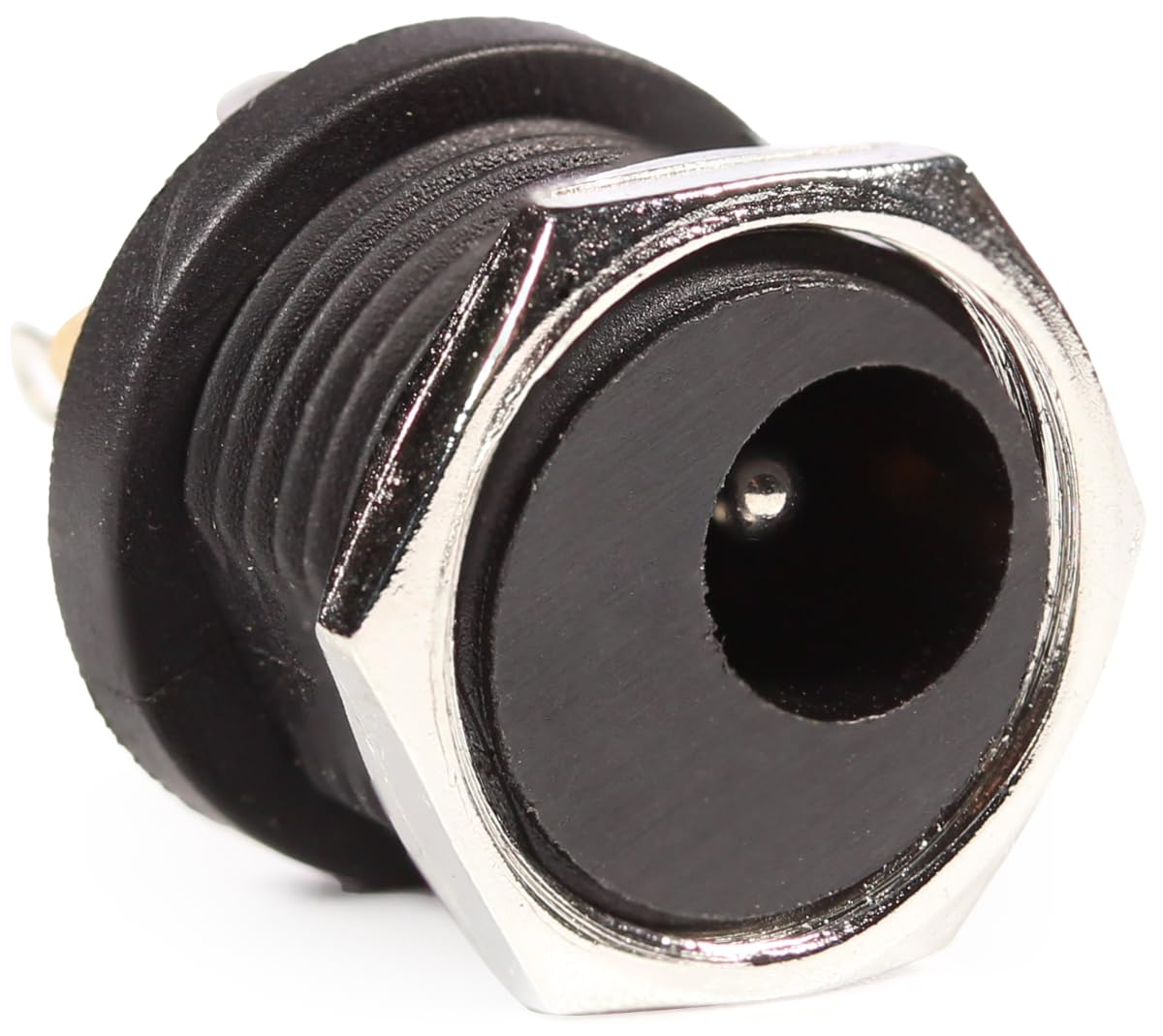 CentIoT - DC Jack Male Socket Connector - Round Panel Chasis Mount 12V 3A (Front Thread Center pin 2.1mm x 5.5, 5pcs)