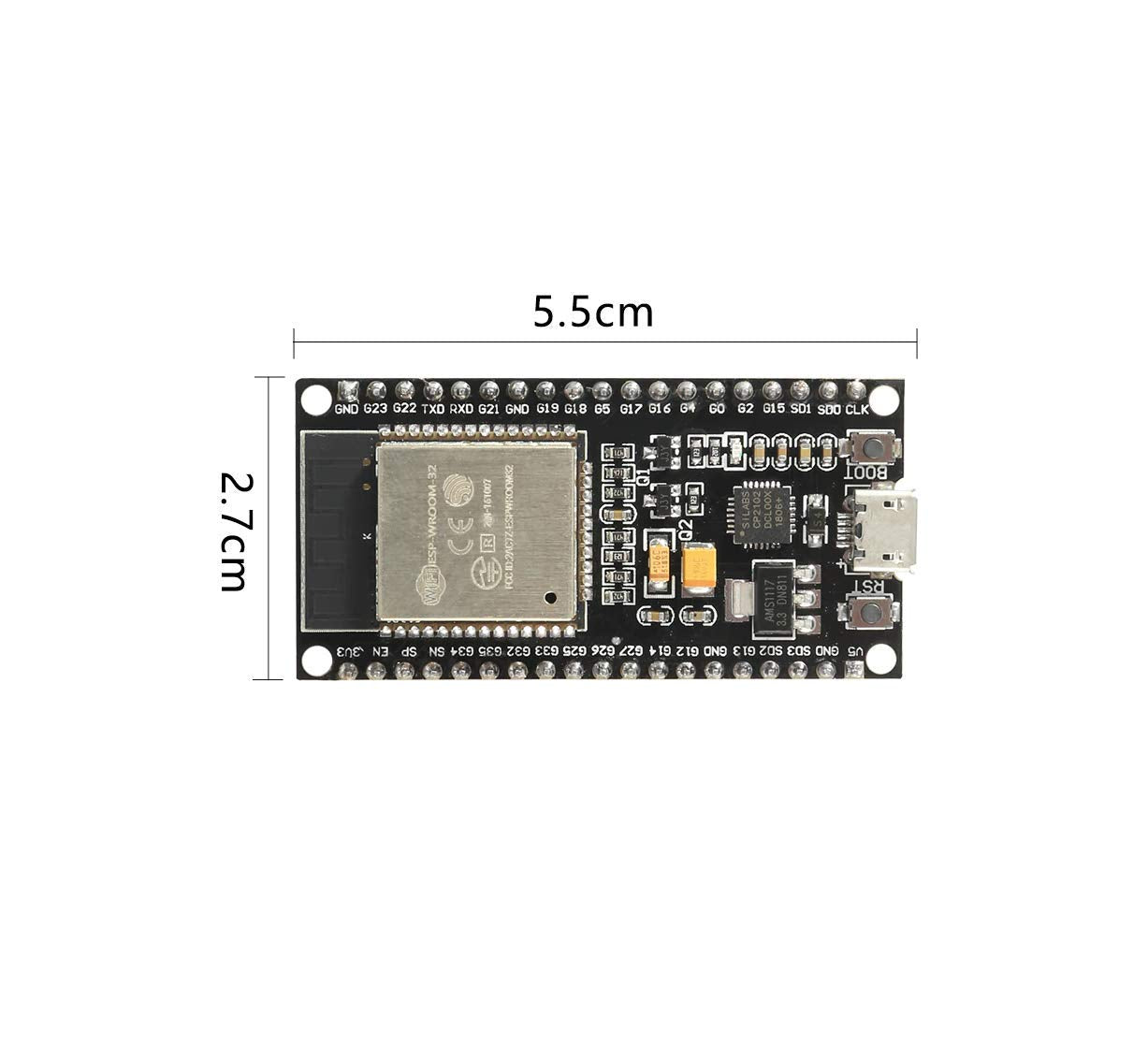 CentIoT - ESP-WROOM-32 ESP32 Development Board 2.4GHz Dual-Mode WiFi + Bluetooth Dual Cores Microcontroller Processor - 38PIN