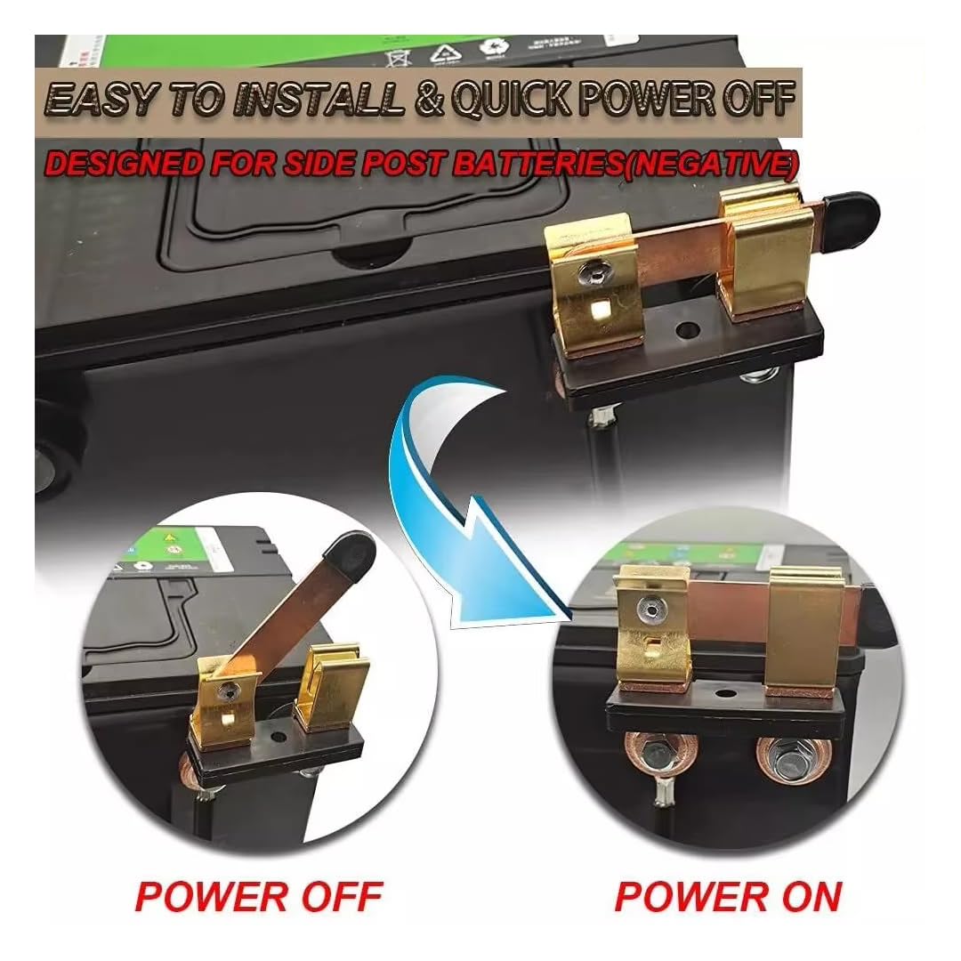CentIoT - Battery Disconnect Cut Off Shut Off Switch 12V 24V - for Marine Car Boat RV ATV (Negative, Sidepost, 9mm Screw Hole)