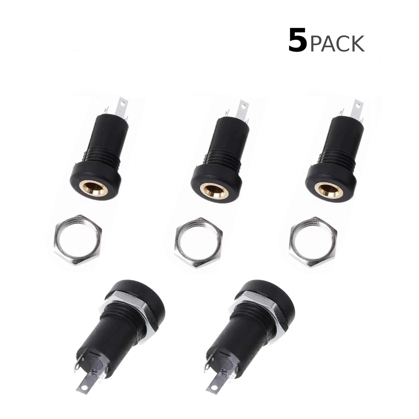 CentIoT - PJ392A-1 3Pin 3.5 MM Audio Jack Receptacle Gold Plated - Vertical Panel Mount Round Connector Female Socket
