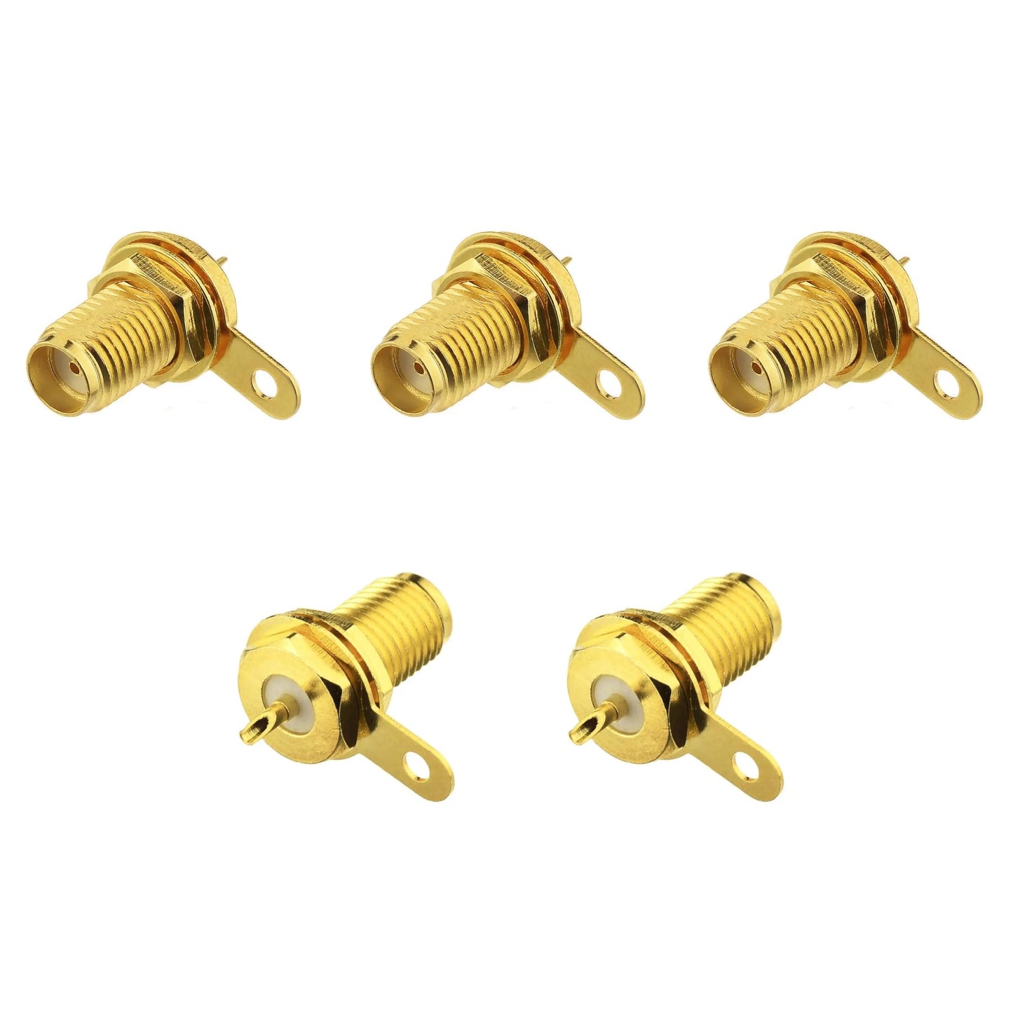 CentIoT - RF Coax Gold Plated with Flange nut Bulkhead Connector Plug (50ohm, SMA Female Jack, Panel Mount)