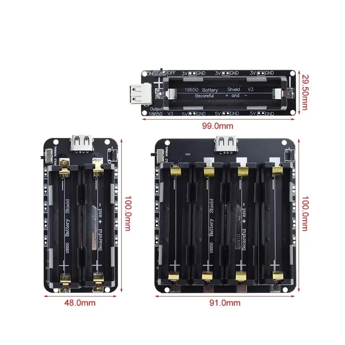 CentIoT - UPS Rechargeable Battery Shield Liion - 3.3V/1A 5V/3A Micro USB and Type C