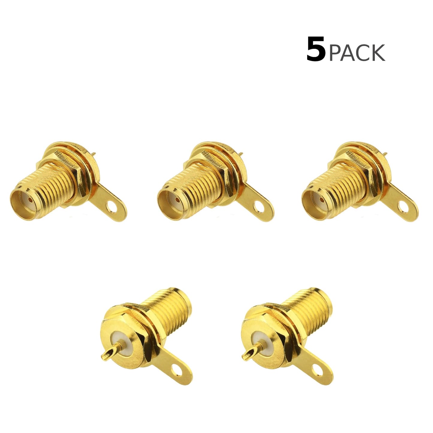 CentIoT - RF Coax Gold Plated with Flange nut Bulkhead Connector Plug (50ohm, SMA Female Jack, Panel Mount)