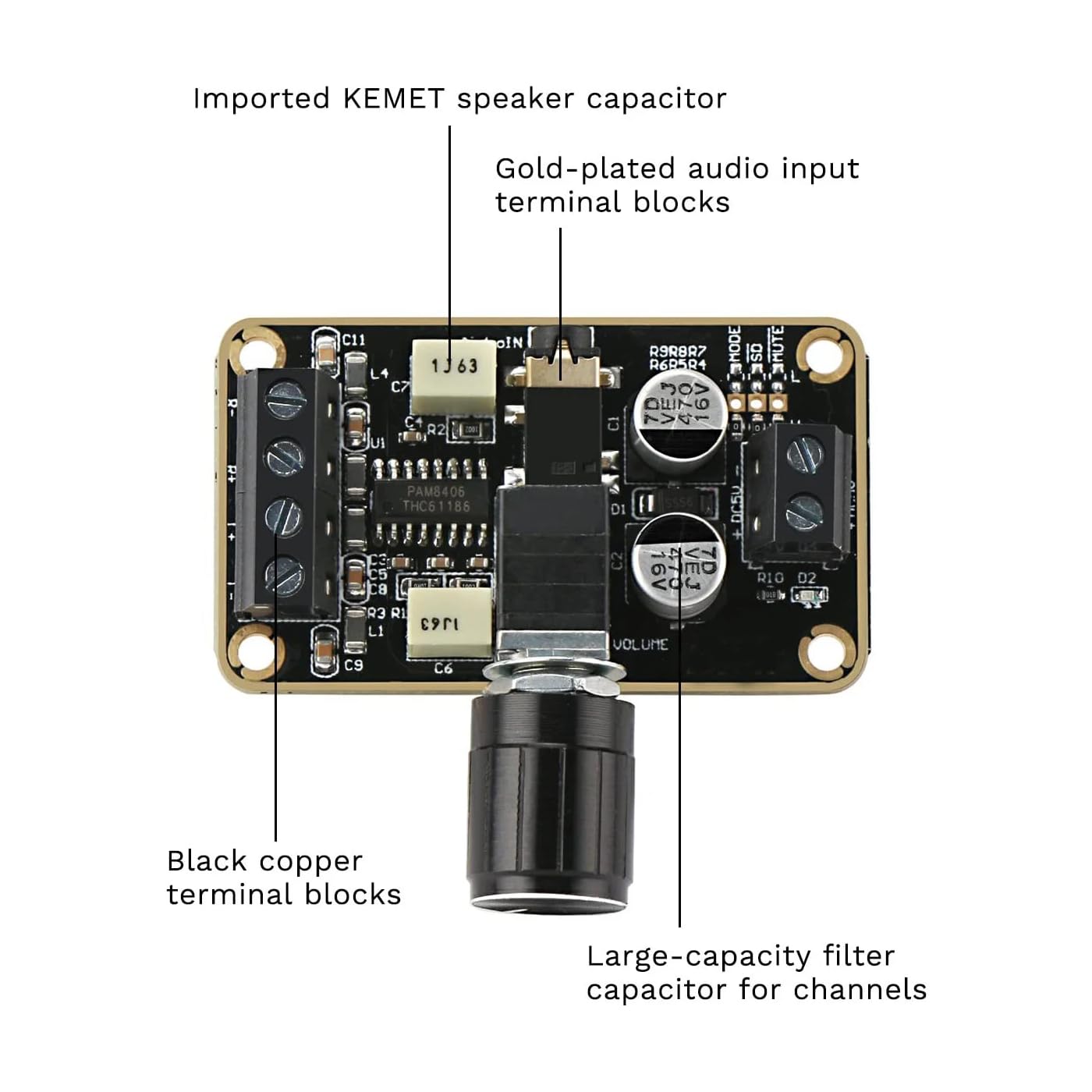 CentIoT - PAM8406 2 x 5w - 2 Channels 5w dual channel stereo mini class AB/D digital Audio Power Amplifier board