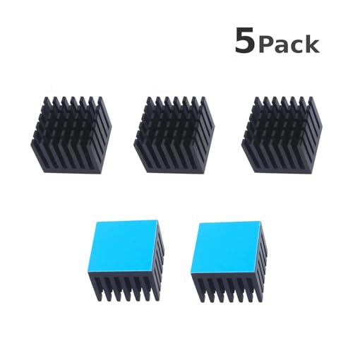 CentIoT - 25X25X20MM Aluminium Heatsink - Slotted Fins Anodised Black with Thermal Sticker (Pack of 5)