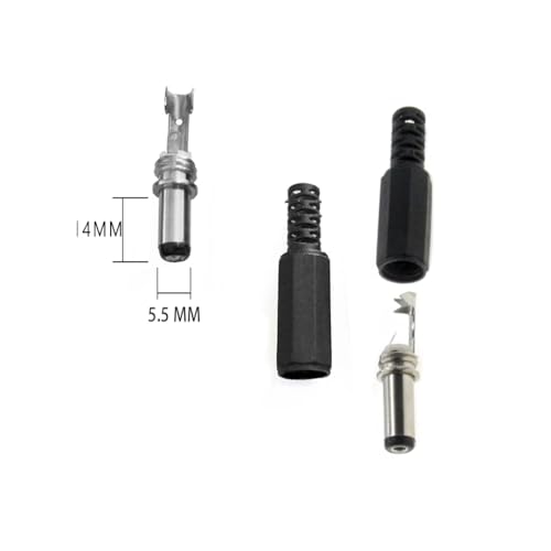 CentIoT - DC Power Plug Female - 5.5 x 2.5 Cable Mount with plastic case (14mm long pin - Pack of 10)