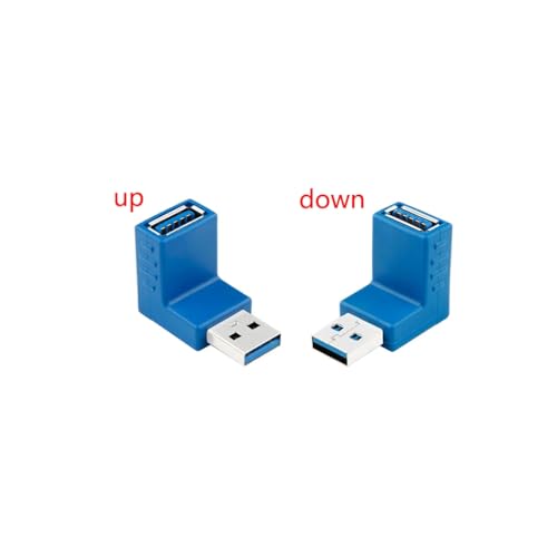 CentIoT - USB to USB Coupler Adapter Converter - USB 3.0 Right Angled 90 Degree Type A Male To Type A Female Connector (1 x UP + 1 x DOWN = 2pcs)