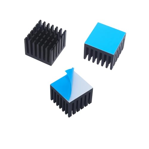 CentIoT - 25X25X20MM Aluminium Heatsink - Slotted Fins Anodised Black with Thermal Sticker (Pack of 5)