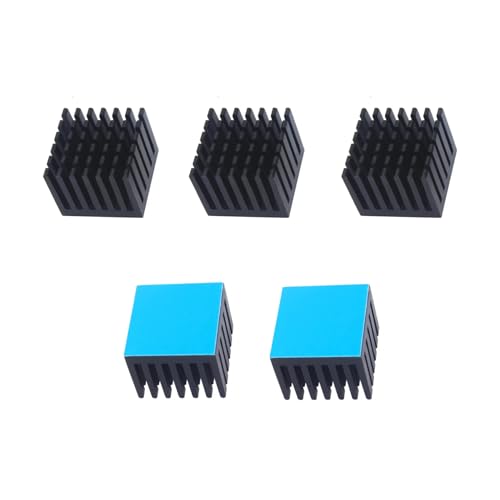 CentIoT - 25X25X20MM Aluminium Heatsink - Slotted Fins Anodised Black with Thermal Sticker (Pack of 5)