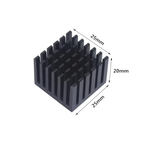 CentIoT - 25X25X20MM Aluminium Heatsink - Slotted Fins Anodised Black with Thermal Sticker (Pack of 5)