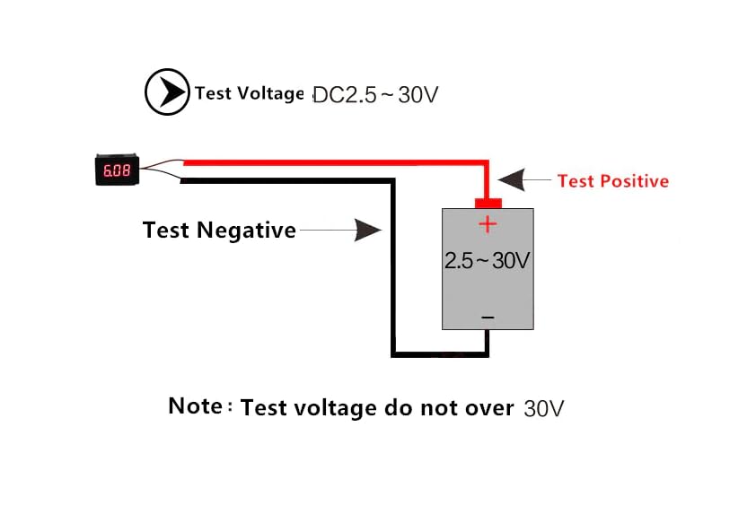 CentIoT - Mini Digital Voltmeter 0.28inch LED Display - 2.5-30V DC Two Wire