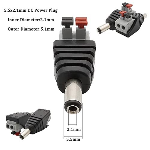 CentIoT - 1pcs DC Male +1 pcs DC Female Connector 2.1 * 5.5mm DC Power Jack Adapter Plug Connector for 3528/5050/5730 Single Color led Strip