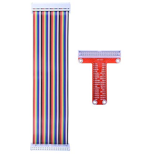 CentIoT - Red RPi GPIO Breakout Expansion Board + 40pin Flat Rainbow Ribbon Cable for Raspberry Pi 4 3 2 Model B & B+