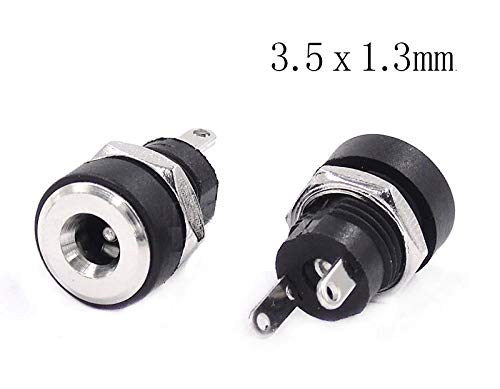 CentIoT - 2PCS DC Power Supply Jack Socket Female Connector - Round Panel Chasis Mount 12V 3A - 1PCS Male + 1PCS Female 1.3 x 3.5mm
