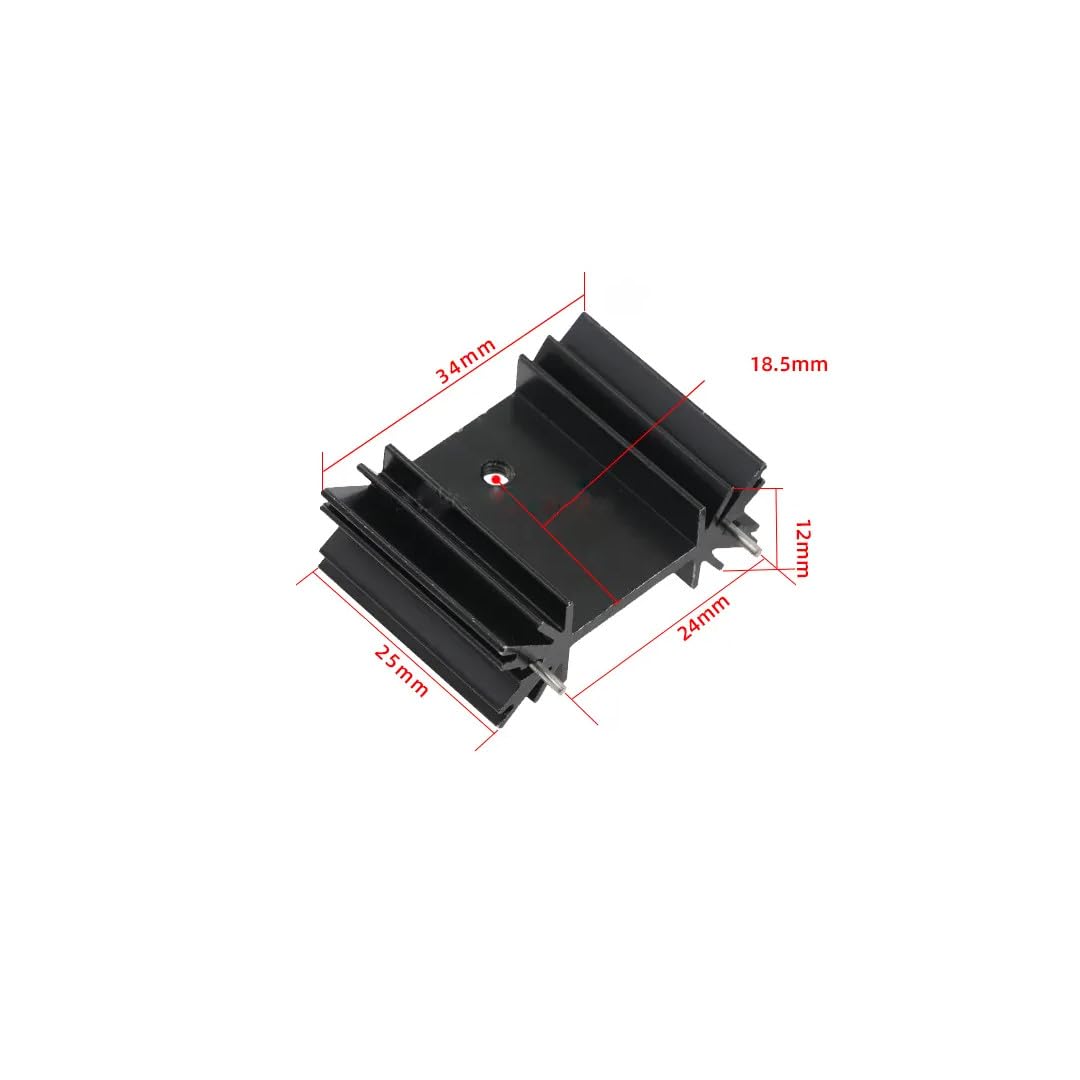 CentIoT - 5PCS TO-247 34X12X25MM Aluminium Heatsink with Cooling Fin - suitable for IGBT Transistors MOSFET Triod IC - Black Anodised with Cooling Fin