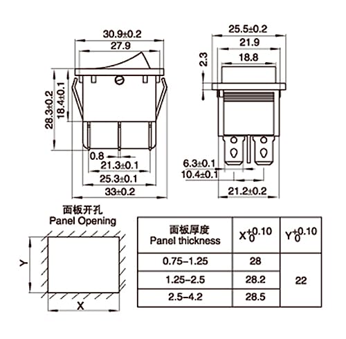 CentIoT - Illuminated Button - KCD4 DPST ON-Off 15A 250V AC / 20A 125V AC 6 Pin - Light Rocker Power Switch