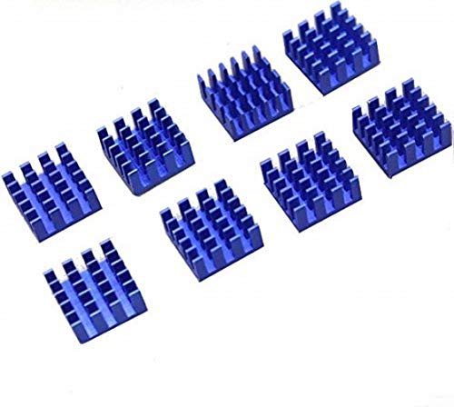 CentIoT - 8PCS BLUE 15x15x8mm Extruded Aluminium heatsink - with 3M Self Adhesive - suitable for DDR RAM LED IC radiator COOLER - Cross Cut Fin
