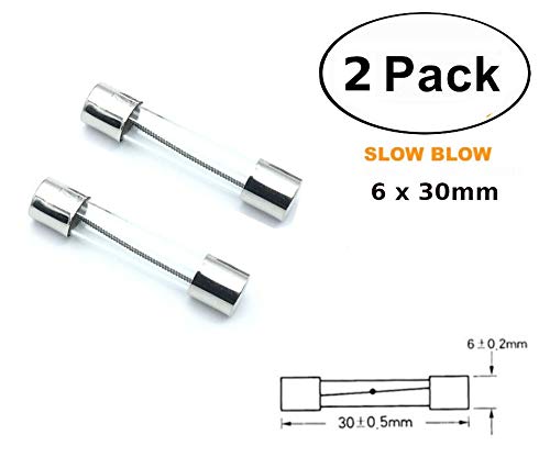 CentIoT - 2PCS - 6X30MM Slow Melt Fuse Time delay Insurance Tube Fuse - Suitable for Microwave Oven (10A 250V 6 x 30MM Slow Melt)