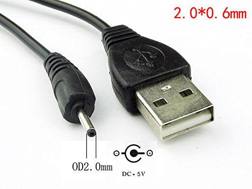 CentIoT - USB 2.0 Type A MALE -to- MALE DC Power Jack Plug 2.0 x 0.6 mm - Connector Adapter Converter - with cord