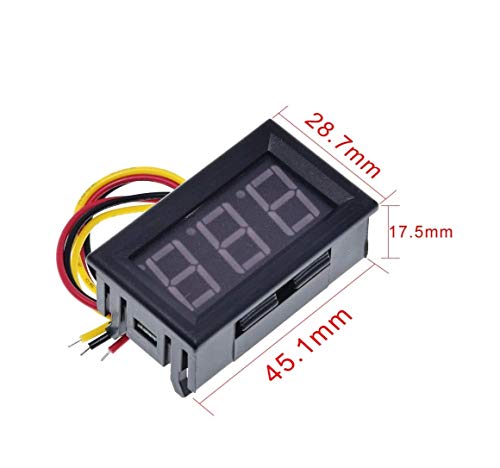 CentIoT - DC 0-100V 0.56 inch 3 wire Panel Voltmeter Tester with Shell (Green 100V 3 Wire)