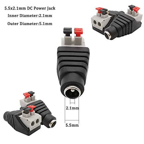 CentIoT - 1pcs DC Male +1 pcs DC Female Connector 2.1 * 5.5mm DC Power Jack Adapter Plug Connector for 3528/5050/5730 Single Color led Strip