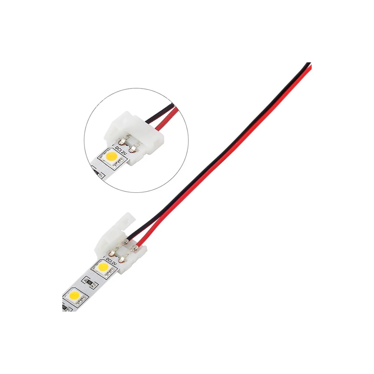 CentIoT - 5Pcs - 10mm 2pin led connector for single color led strip 5050 two connectors adapter easy connect no need soldering