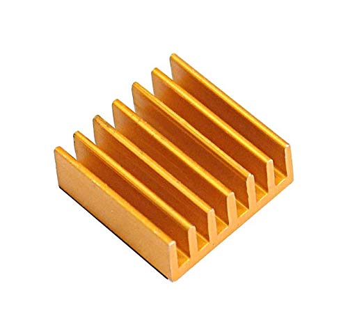 CentIoT - 5PCS Gold 14x14x6mm Extruded Aluminium heatsink - with 3M Self Adhesive - Suitable for Chip CPU GPU VGA RAM LED IC Radiator Cooler - Straight Fin