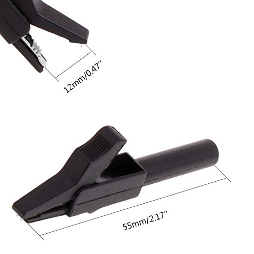 CentIoT - 2PCS 55MM Full Insulated Protective nickel coated brass Alligator Crocodile clip - for Multimeters Electronic Diagnostic tool - 300V 15A 12MM Jaw Opening