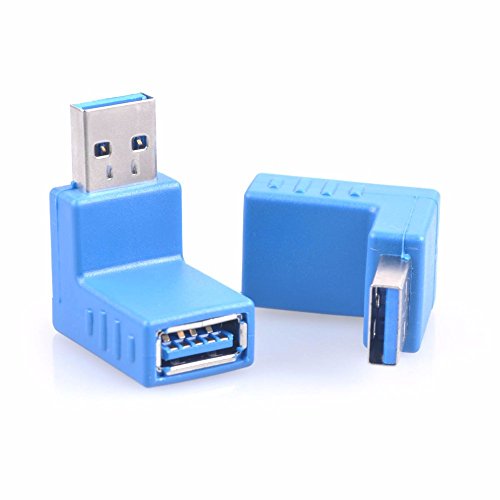 USB to USB Coupler Adapter Converter - USB 3.0 Right Angled 90 Degree Type A Male To Type A Female Connector (UP)