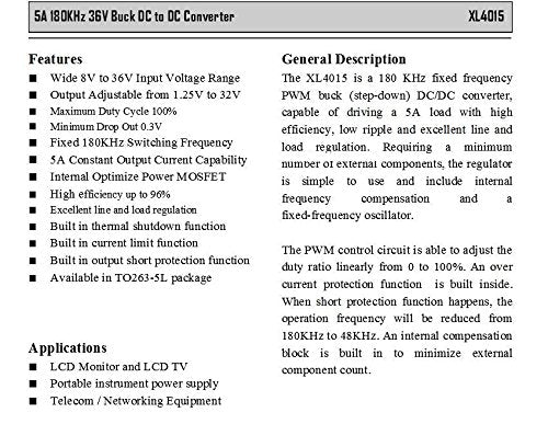 CentIoT - XL4015 CC CV Buck Converter 5A 8V-36V to 1.25V-32V Adjustable Step down Power Supply Module