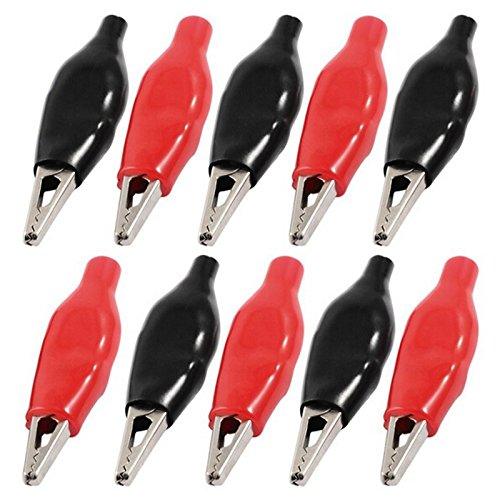 CentIoT - 35 MM Alligator Clip Small size Crocodile clips test leads - 10PCS 5 Red + 5 Black (Soft handle)