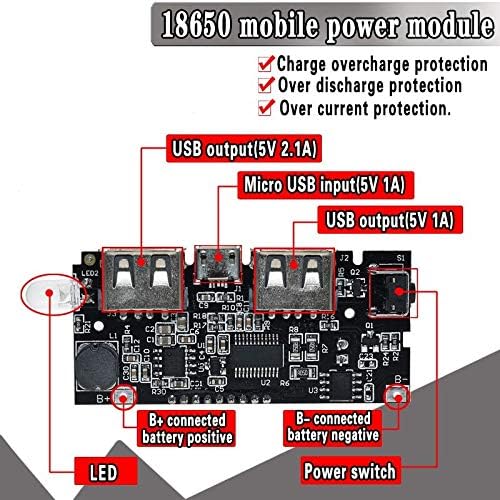 CentIoT - LED Display Power Bank Charging Module Circuit Board - DC-DC Step Up Boost Power Supply Module - 5V 1A and 2.1A Dual USB with LCD monitor