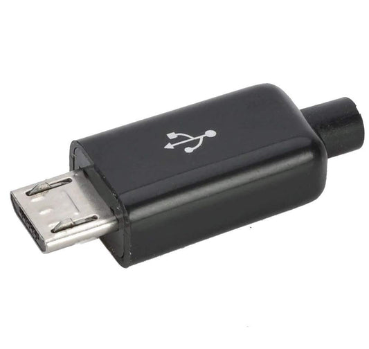 CentIoT - 10pcs Black Type B Micro USB MALE USB 2.0 - 5 Pin Plug Connector - With Plastic Cover - DIY Kit (Black)