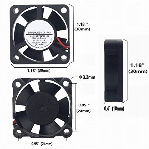 CentIoT® - 30MM 5V DC Brusless Cooling Fan - DC 2Pin PH2.0 5V - Suitable for RPI raspberry pi and peltier