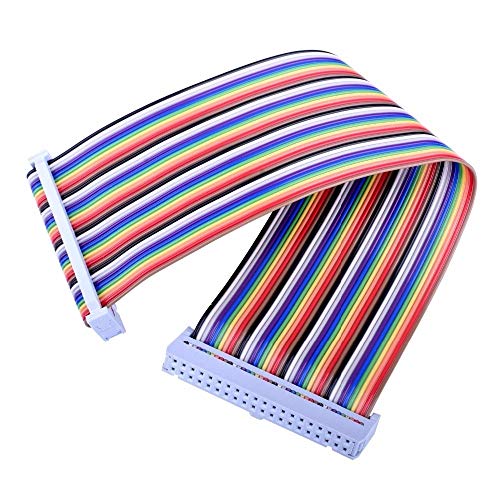CentIoT - Red RPi GPIO Breakout Expansion Board + 40pin Flat Rainbow Ribbon Cable for Raspberry Pi 4 3 2 Model B & B+