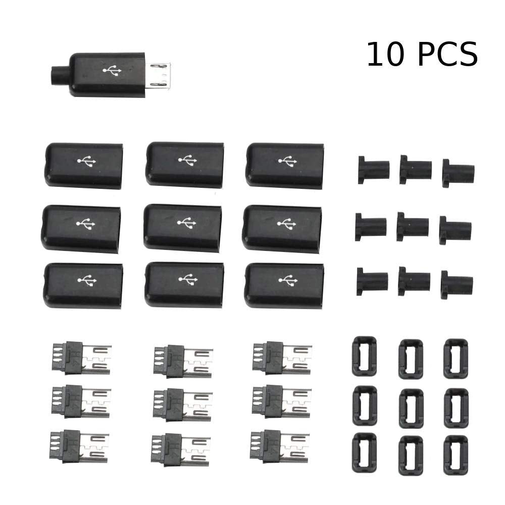 CentIoT® - 10pcs Type B Micro USB Male USB 2.0 | 5 Pin Plug Connector | with Plastic Cover | DIY Kit