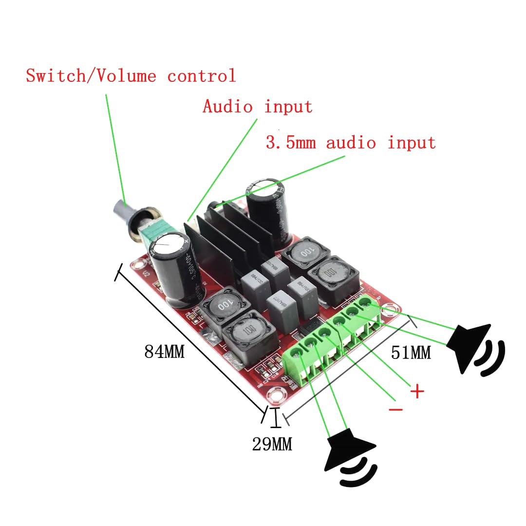 CentIoT - TPA3116D2 2x100W Dual core dual Channel Digital Audio Amplifier Board